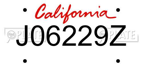 J06229Z California License Plate