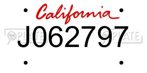 J062797 California License Plate