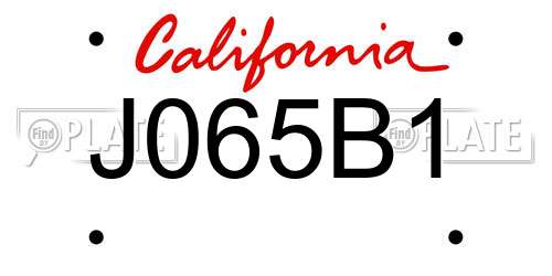 J065B1 California License Plate