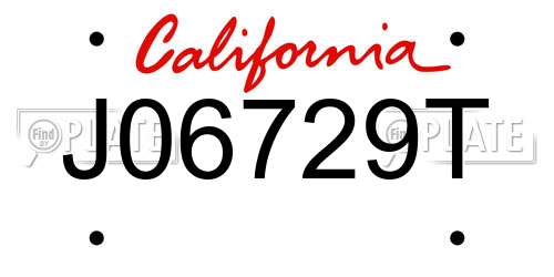 J06729T California License Plate