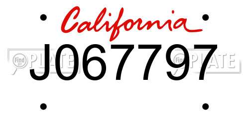 J067797 California License Plate