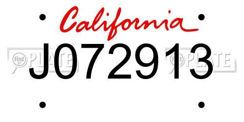 J072913 California License Plate