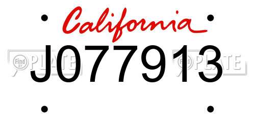 J077913 California License Plate