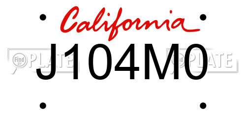 J104M0 California License Plate