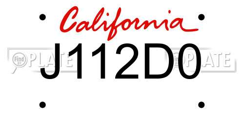 J112D0 California License Plate