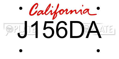 J156DA California License Plate