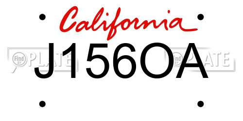 J156OA California License Plate