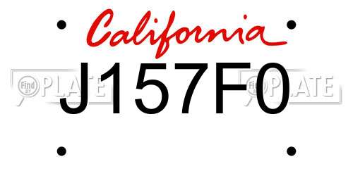 J157F0 California License Plate
