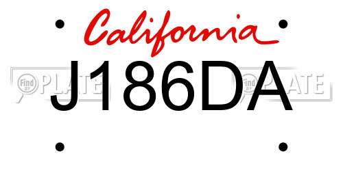 J186DA California License Plate