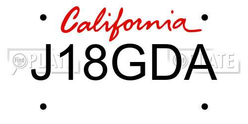 J18GDA California License Plate