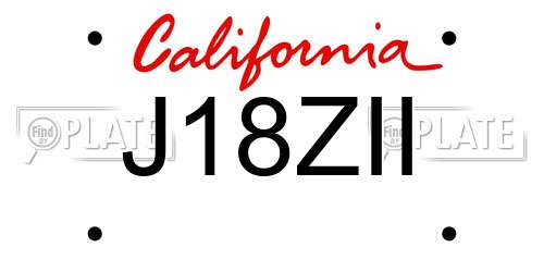 J18ZII California License Plate