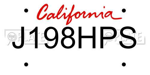 J198HPS California License Plate