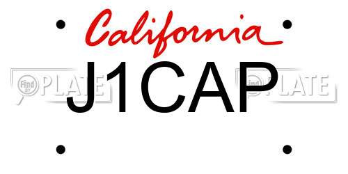 J1CAP California License Plate