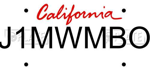 J1MWMBO California License Plate