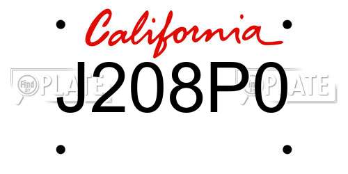J208P0 California License Plate