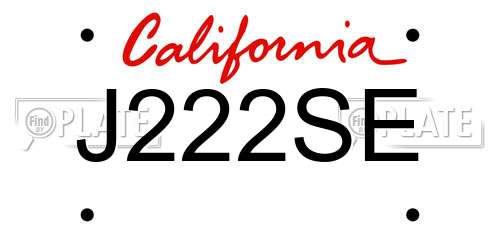 J222SE California License Plate