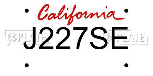 J227SE California License Plate