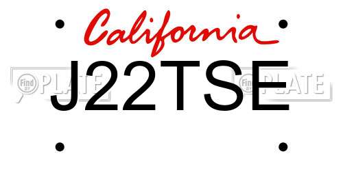 J22TSE California License Plate