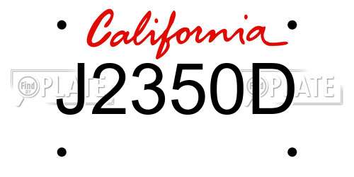 J2350D California License Plate