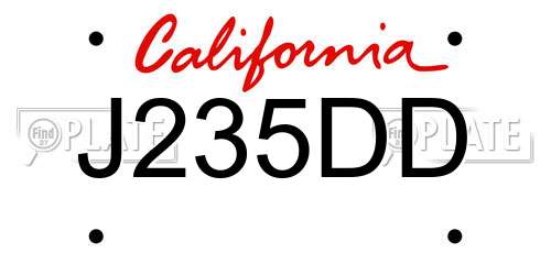 J235DD California License Plate