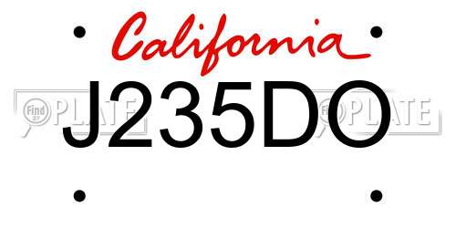 J235DO California License Plate