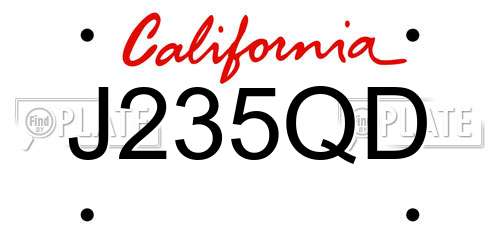 J235QD California License Plate