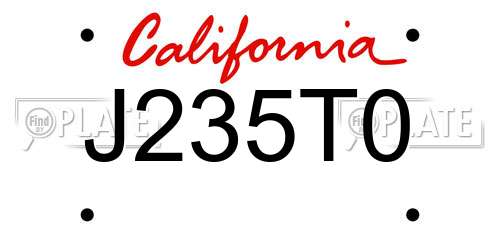 J235T0 California License Plate