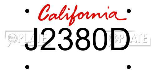 J2380D California License Plate