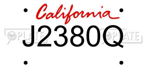 J2380Q California License Plate