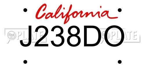 J238DO California License Plate
