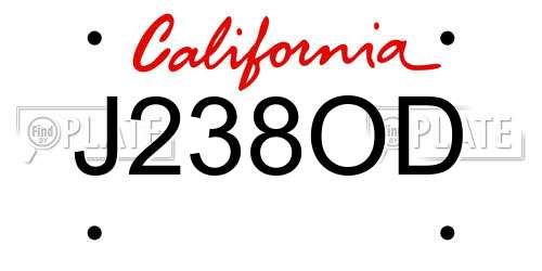 J238OD California License Plate