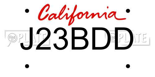 J23BDD California License Plate