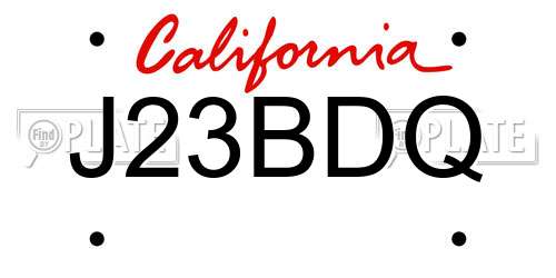 J23BDQ California License Plate