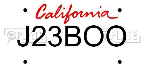 J23BOO California License Plate