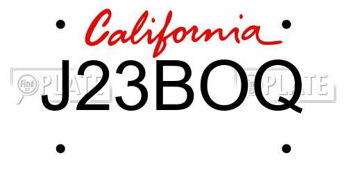 J23BOQ California License Plate