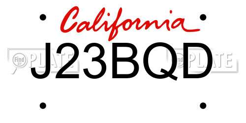 J23BQD California License Plate