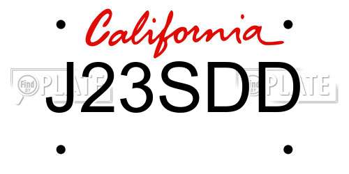 J23SDD California License Plate