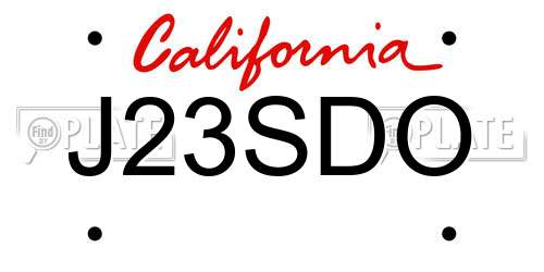 J23SDO California License Plate