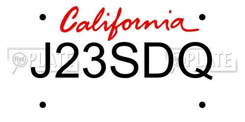 J23SDQ California License Plate