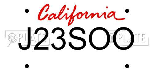 J23SOO California License Plate