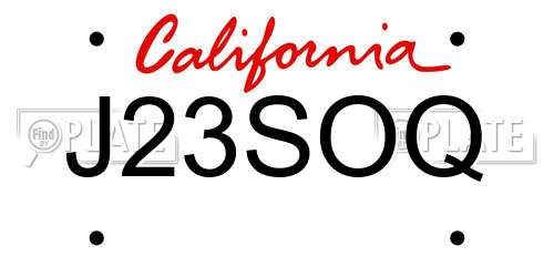 J23SOQ California License Plate