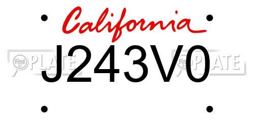 J243V0 California License Plate