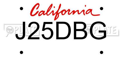 J25DBG California License Plate