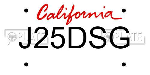 J25DSG California License Plate