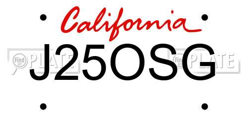 J25OSG California License Plate