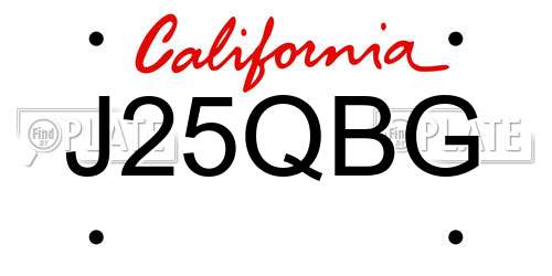 J25QBG California License Plate