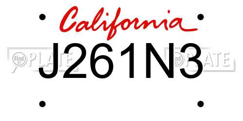 J261N3 California License Plate