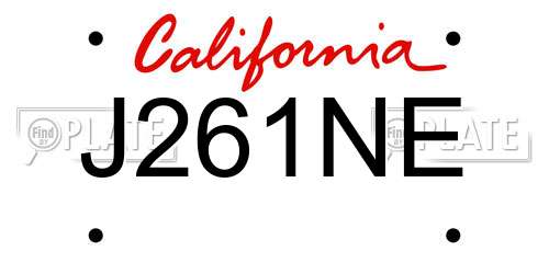 J261NE California License Plate