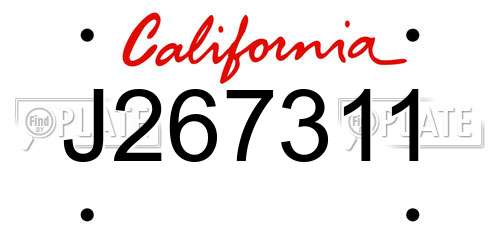 J267311 California License Plate