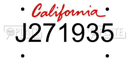 J271935 California License Plate